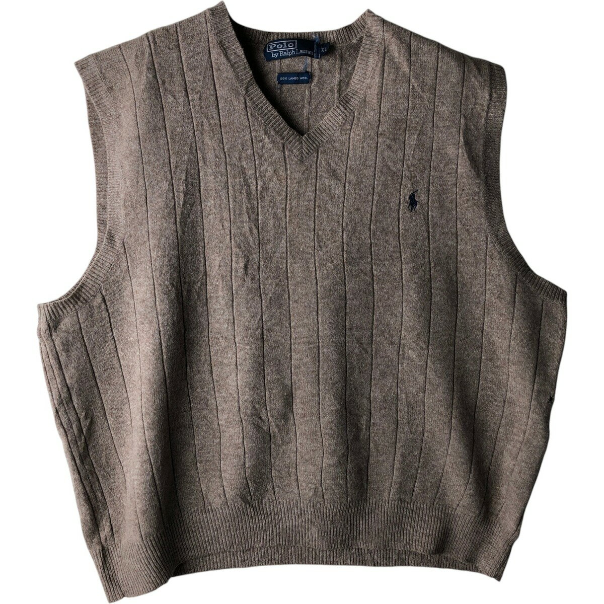 Polo by Ralph Lauren ベージュ ベスト ポロバイラルフローレン コットンニットベスト メンズL 古着 Polo by
