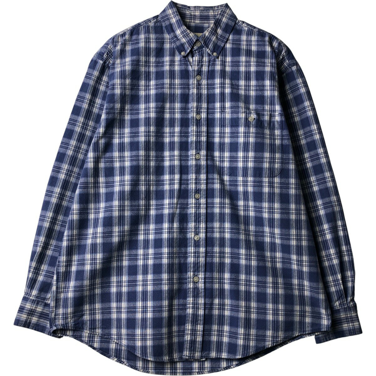 樂天商城 - 古着 エディーバウアー Eddie Bauer 長袖 ボタンダウンチェックシャツ メンズM相当 /eaa616737 【中古】 【260223】 ブルー系 春夏秋冬