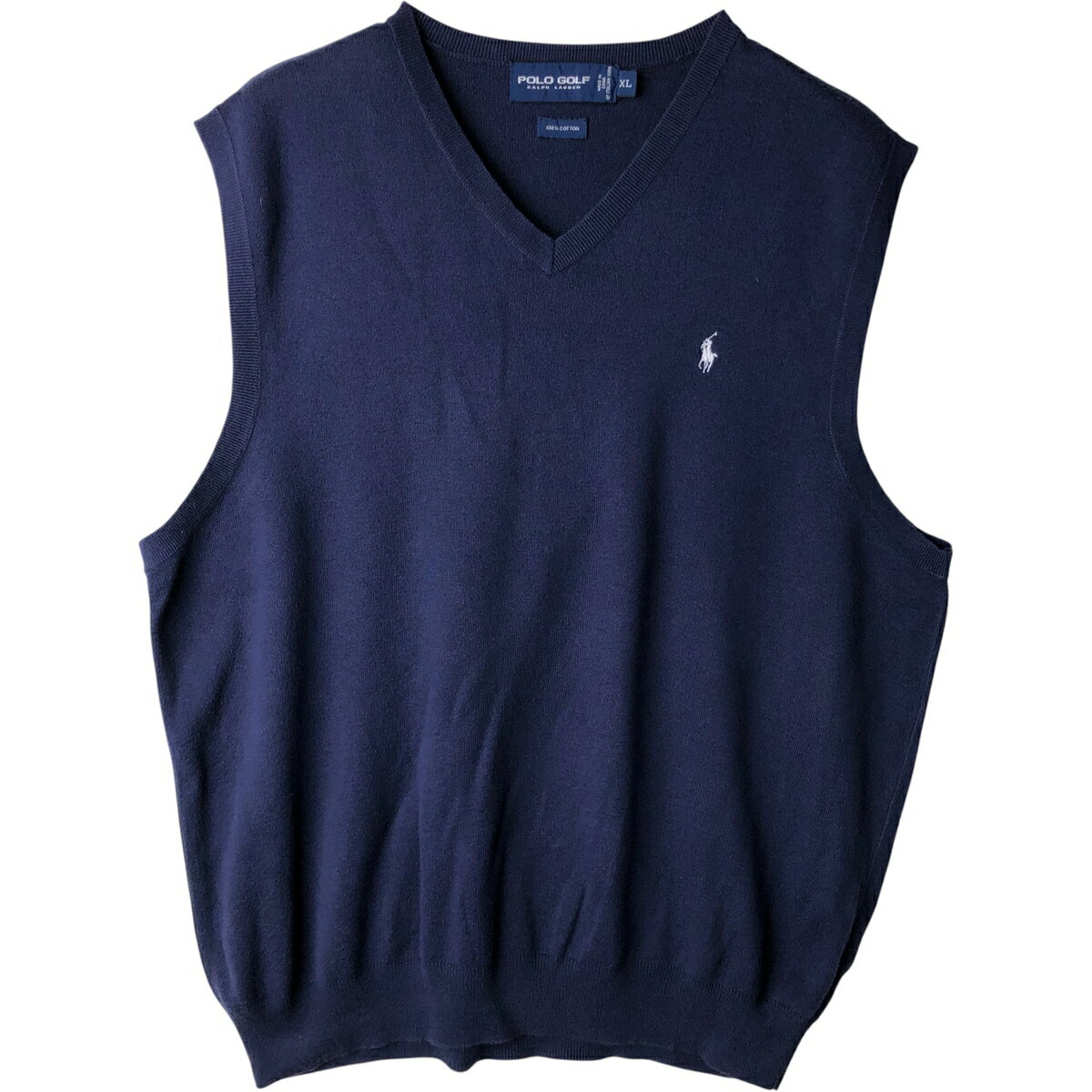 古着 ラルフローレン Ralph Lauren POLO GOLF ポロゴルフ Vネック コットンニットベスト レディースXL相当 /eaa616855 【中古】 【260227】 【ADEL/アデル】 ネイビー系 春秋冬