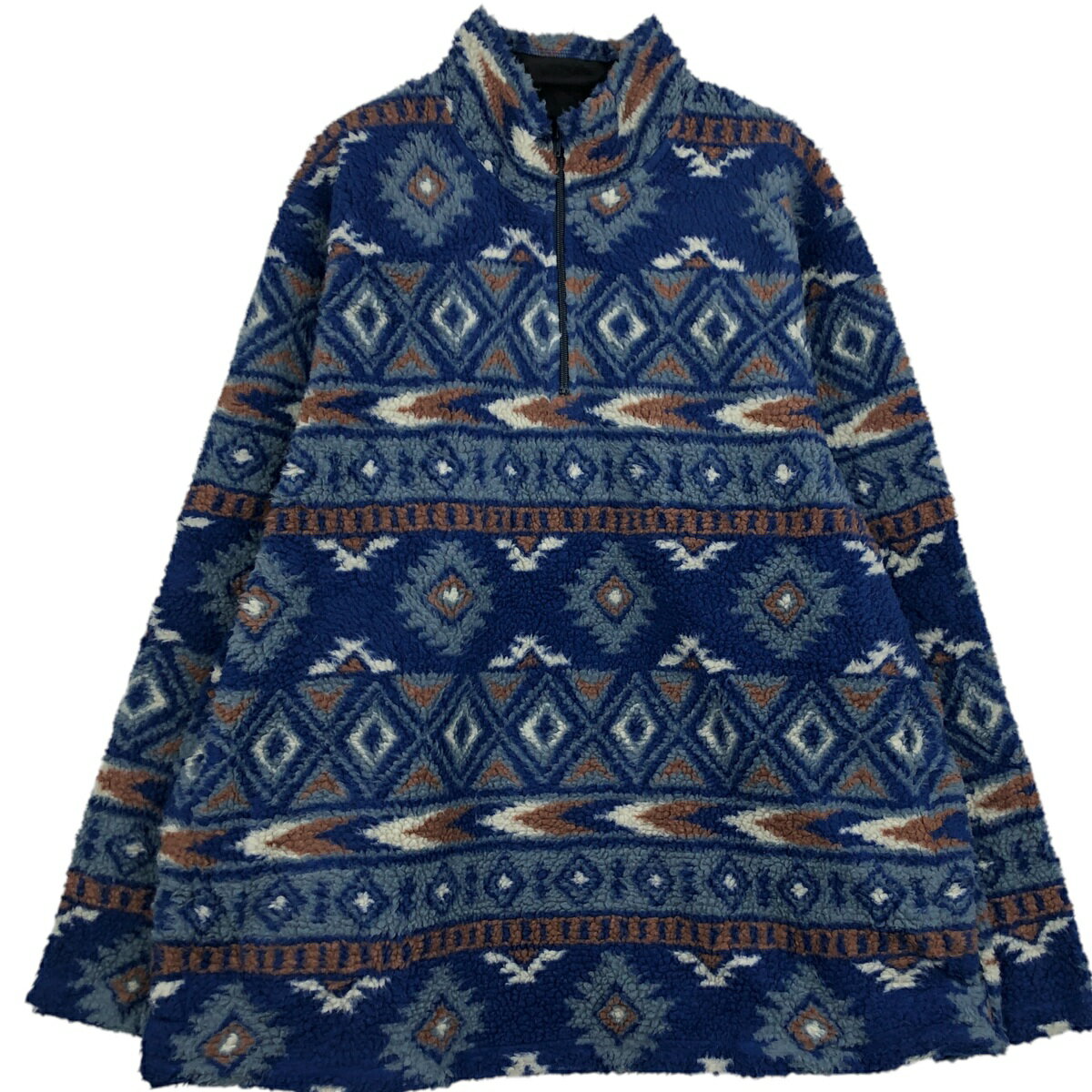 樂天商城 - 古着 ラングラー Wrangler 総柄 ネイティブ柄 フリースプルオーバー メンズXL相当 /eaa617191 【中古】 【260228】 ネイビー系 春秋冬