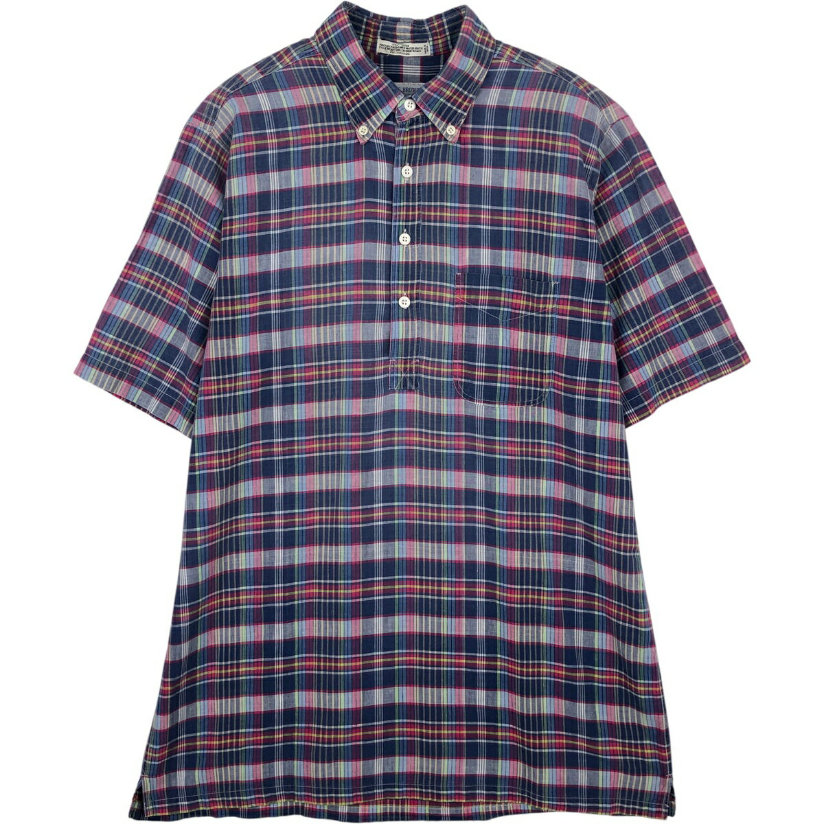 古着 ブルックスブラザーズ Brooks Brothers Est.1818 マドラスチェック ハーフボタン 長袖 ボタンダウンチェックシャツ ボックスシャツ メンズL相当 ヴィンテージ /eaa617272 【中古】 【260302】