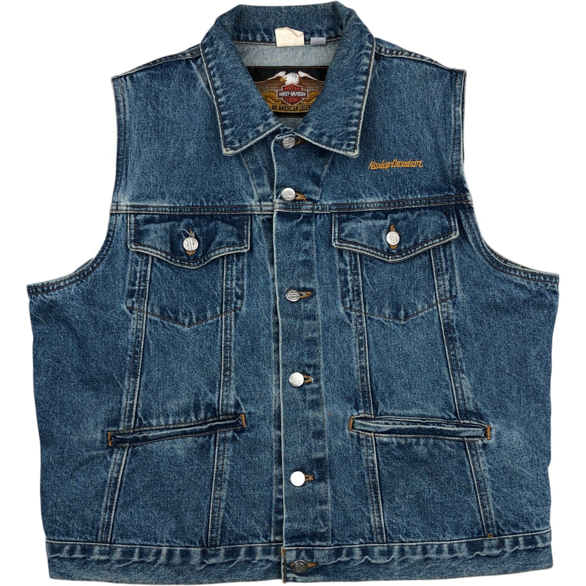 【雰囲気抜群】Levi’s ブラックデニムベスト ハーレーダビッドソン ボロ 70s 80s 70年代 80年代 リーバイス ハーレーダビッドソン バイク