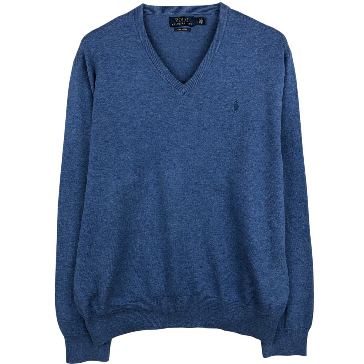 古着 ラルフローレン Ralph Lauren POLO RALPH LAUREN Vネック コットンニットセーター メンズL相当 /eaa617988 【中古】 【260307】 ブルー系 秋冬