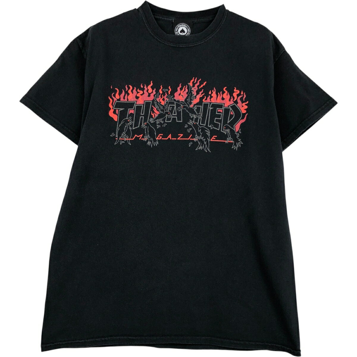 樂天商城 - 古着 スラッシャー THRASHER ファイヤーパターン サーフ スケートTシャツ メンズM相当 /eaa618051 【中古】 【260301】 ブラック系 春夏秋