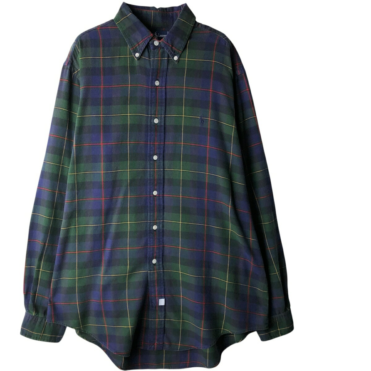 樂天商城 - 古着 ラルフローレン Ralph Lauren 長袖 ボタンダウンチェックシャツ メンズL相当 /eaa618533 【中古】 【260307】 ネイビー系 春夏秋冬