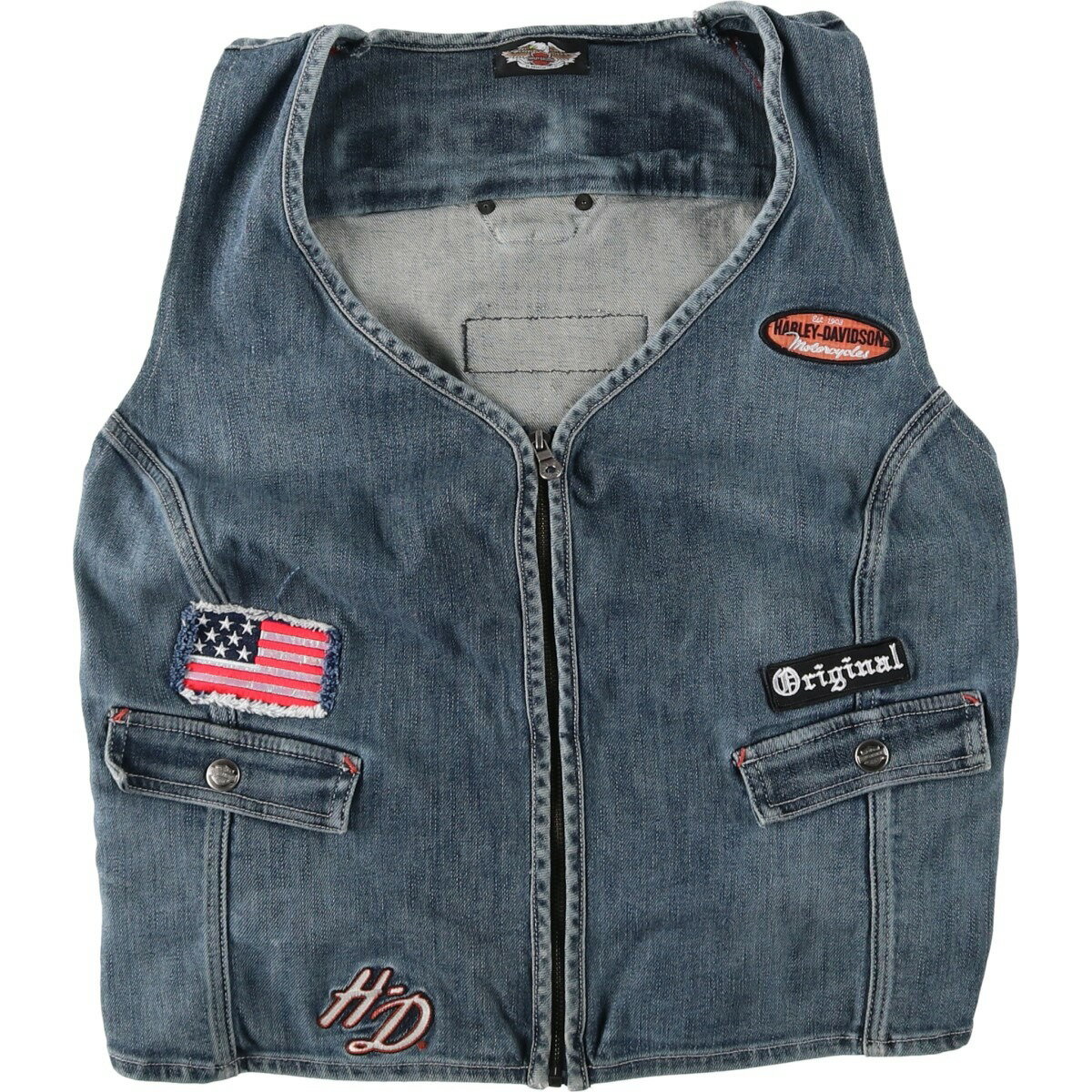樂天商城 - 古着 ハーレーダビッドソン Harley-Davidson カットオフ デニムベスト レディースS相当 /eaa618748 【中古】 【260522】 【Elulu/エルル】 ブルー系 春秋冬