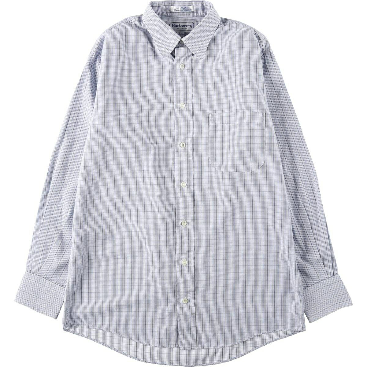 古着 バーバリー Burberry's 隠しボタンダウン 長袖 ボタンダウンチェックシャツ USA製 メンズM相当 /eaa618856 【中古】 【260330】 ブルー系 春夏秋冬