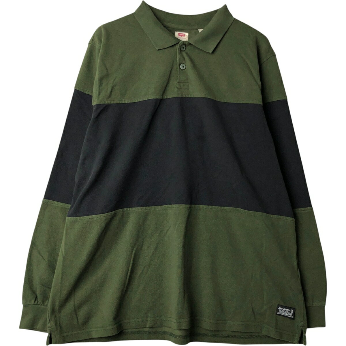 Rakuten - 古着 リーバイス Levi's RELAXED 長袖 ボーダー ポロシャツ メンズL相当 /eaa619249 【中古】 【260313】 グリーン系 春夏秋