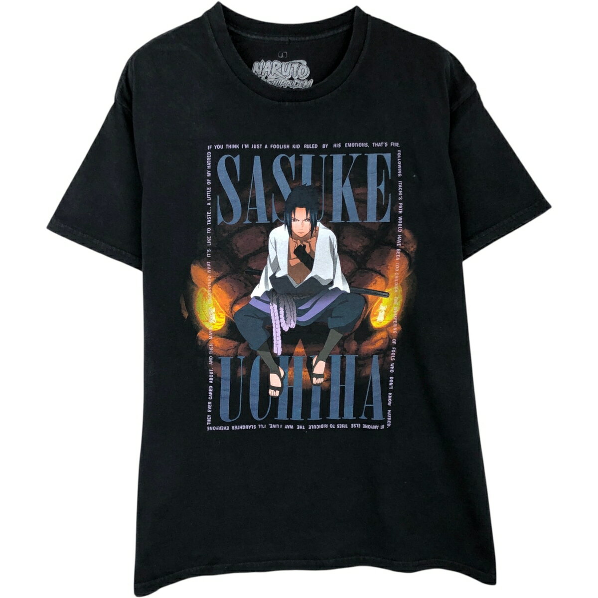 Rakuten - 古着 NARUTO SHIPPUDEN ナルト疾風伝 うちはサスケ アニメ キャラクタープリントTシャツ メンズL相当 /eaa619528 【中古】 【260528】