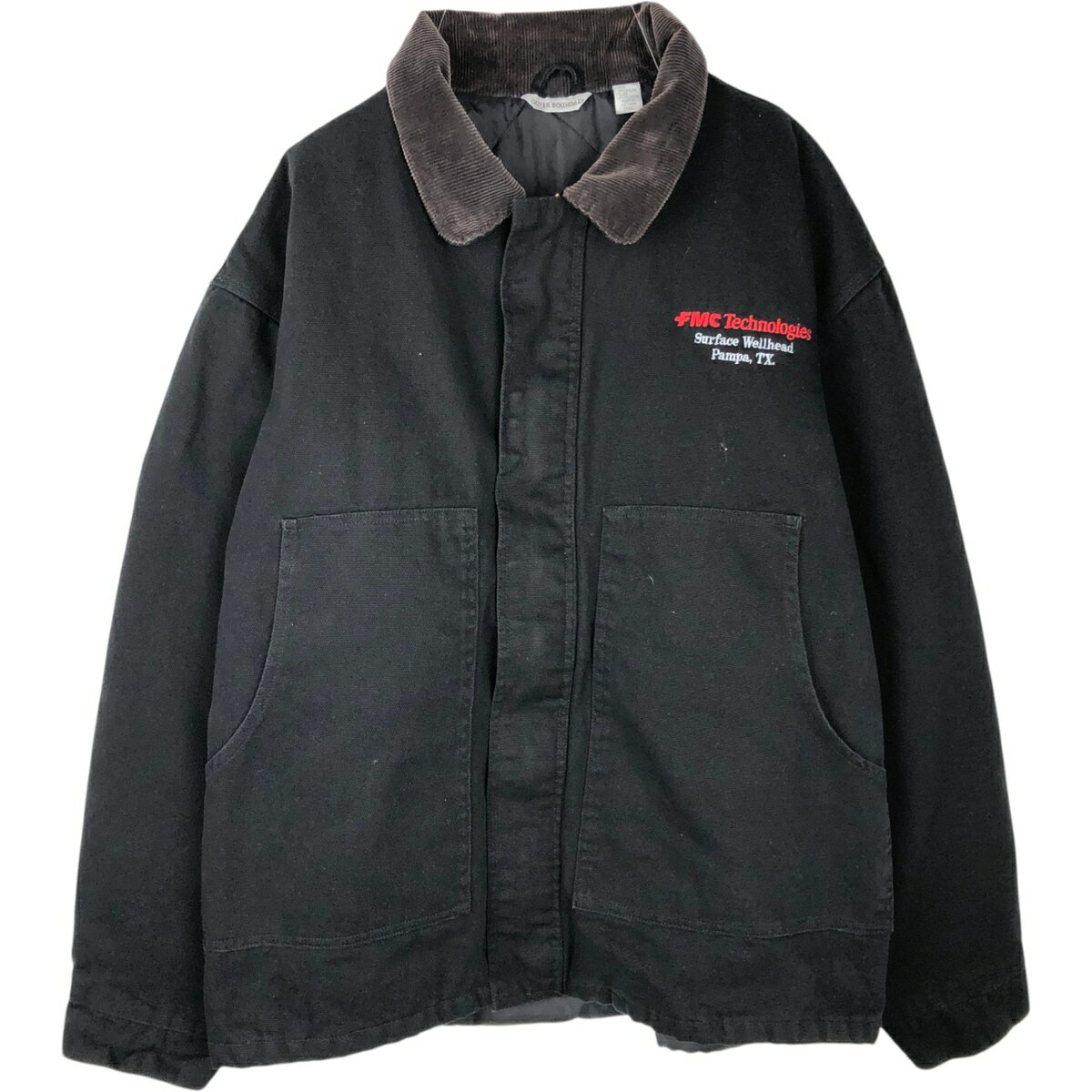 乐天商城 - 古着 OUTER BOUNDARY トラディショナルジャケットタイプ 中綿入り ダックワークジャケット メンズXXL相当 /eaa619610 【中古】 【260313】 ブラック系 春秋冬