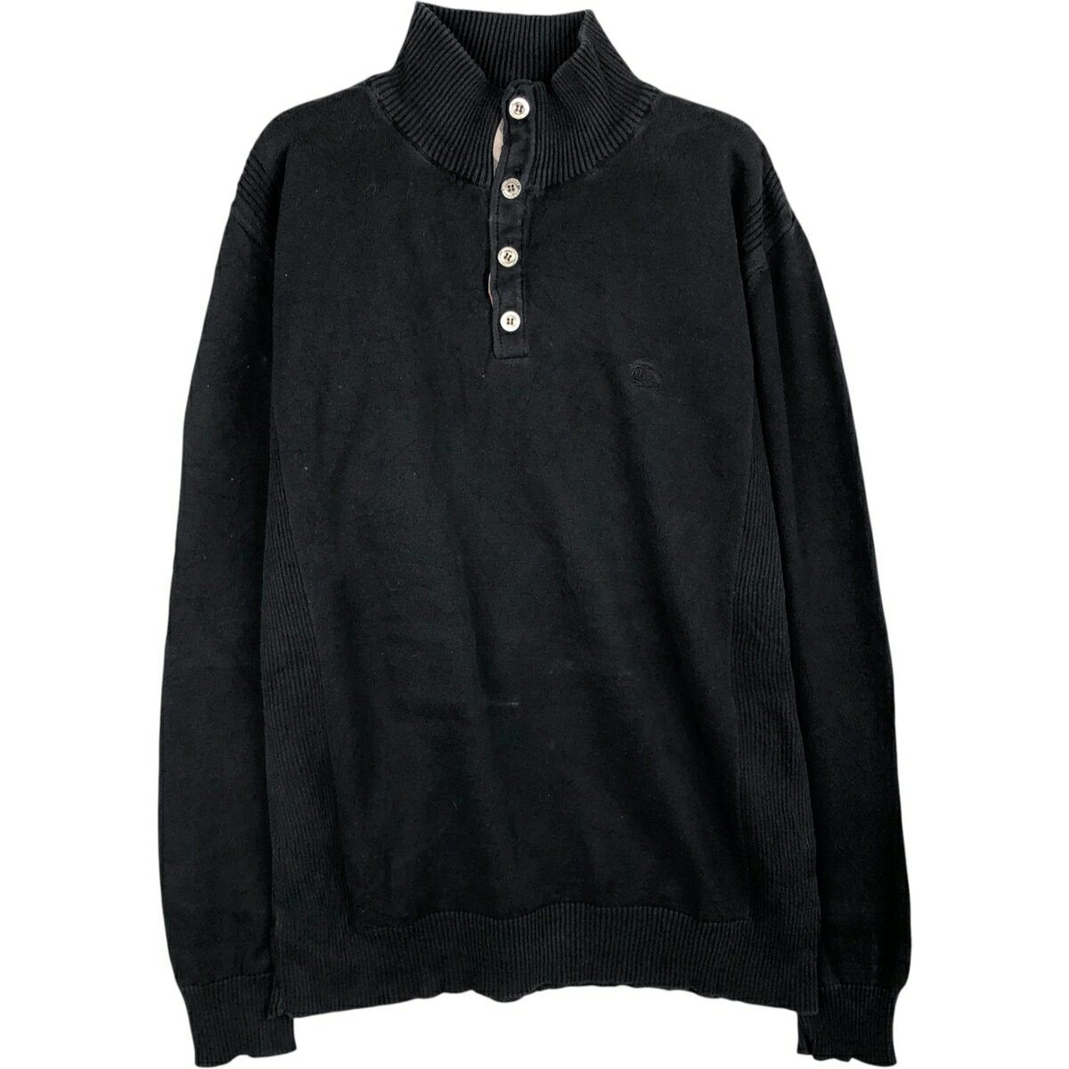 乐天商城 - 古着 バーバリー Burberry's BURBERRY LONDON コットンニットハーフボタンセーター レディースL相当 /eaa619621 【中古】 【260321】 【ADEL/アデル】 ブラック系 秋冬