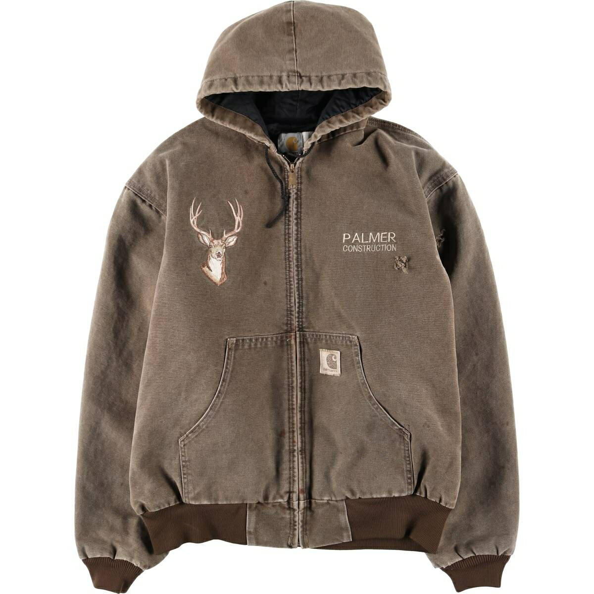 樂天商城 - 古着 カーハート Carhartt トナカイ柄 中綿入り アクティブジャケット ダックフルジップパーカー メンズXL相当 /eaa619627 【中古】 【260322】 ブラウン系 春秋冬