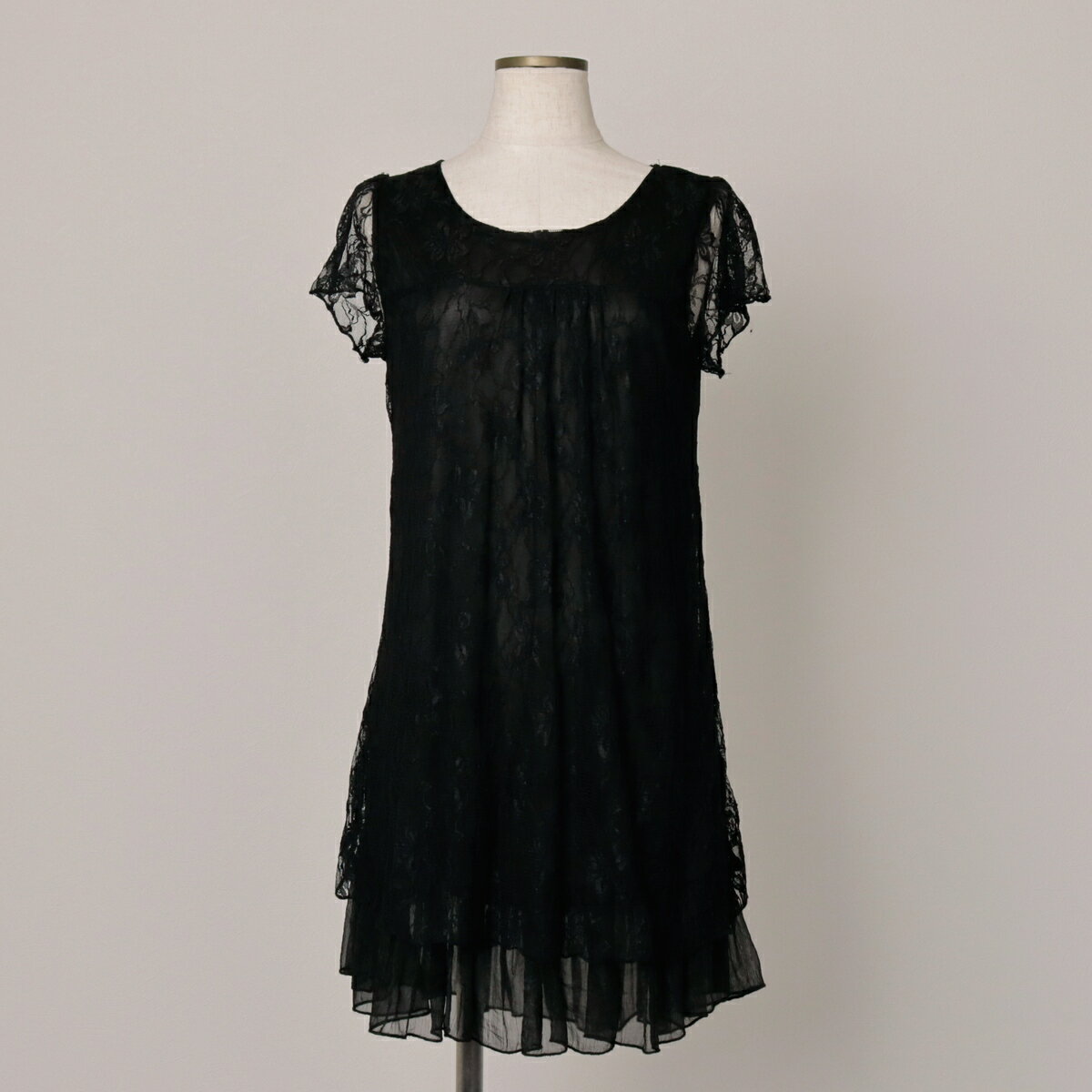 樂天商城 - 古着 Papillonne 花柄 総レース ハーフ丈 半袖 フレア ワンピース レディースS相当 ヴィンテージ /eaa619658 【中古】 【260407】 【Elulu/エルル】