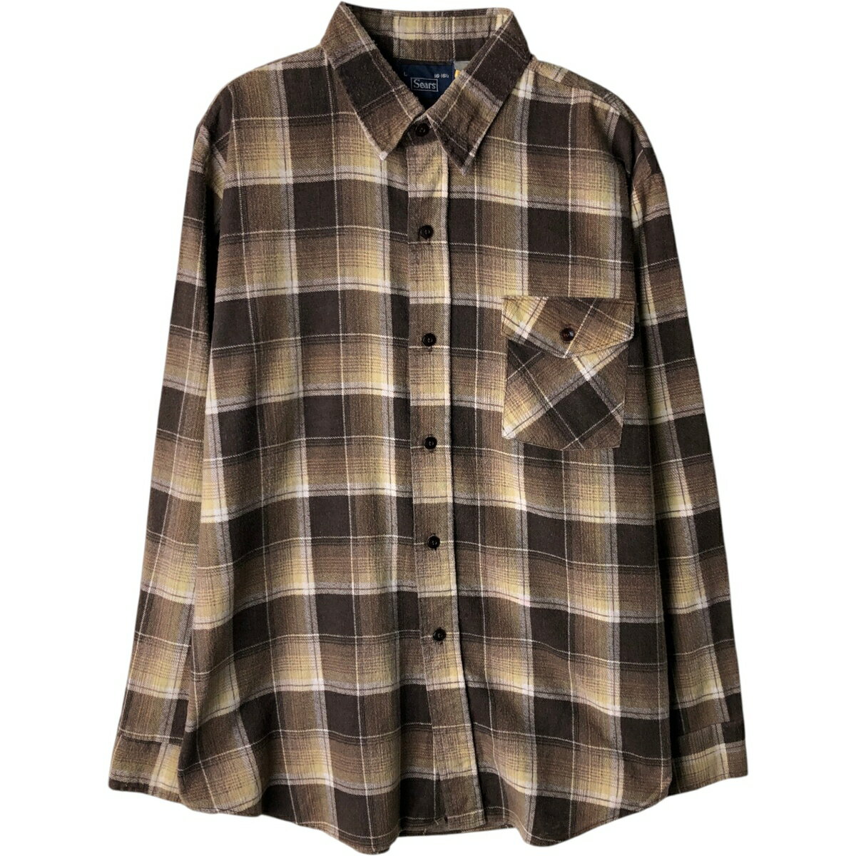 古着 80'S シアーズ Sears 長袖 ライトネルチェックシャツ メンズL相当 ヴィンテージ /eaa619769 【中古】 【260307】