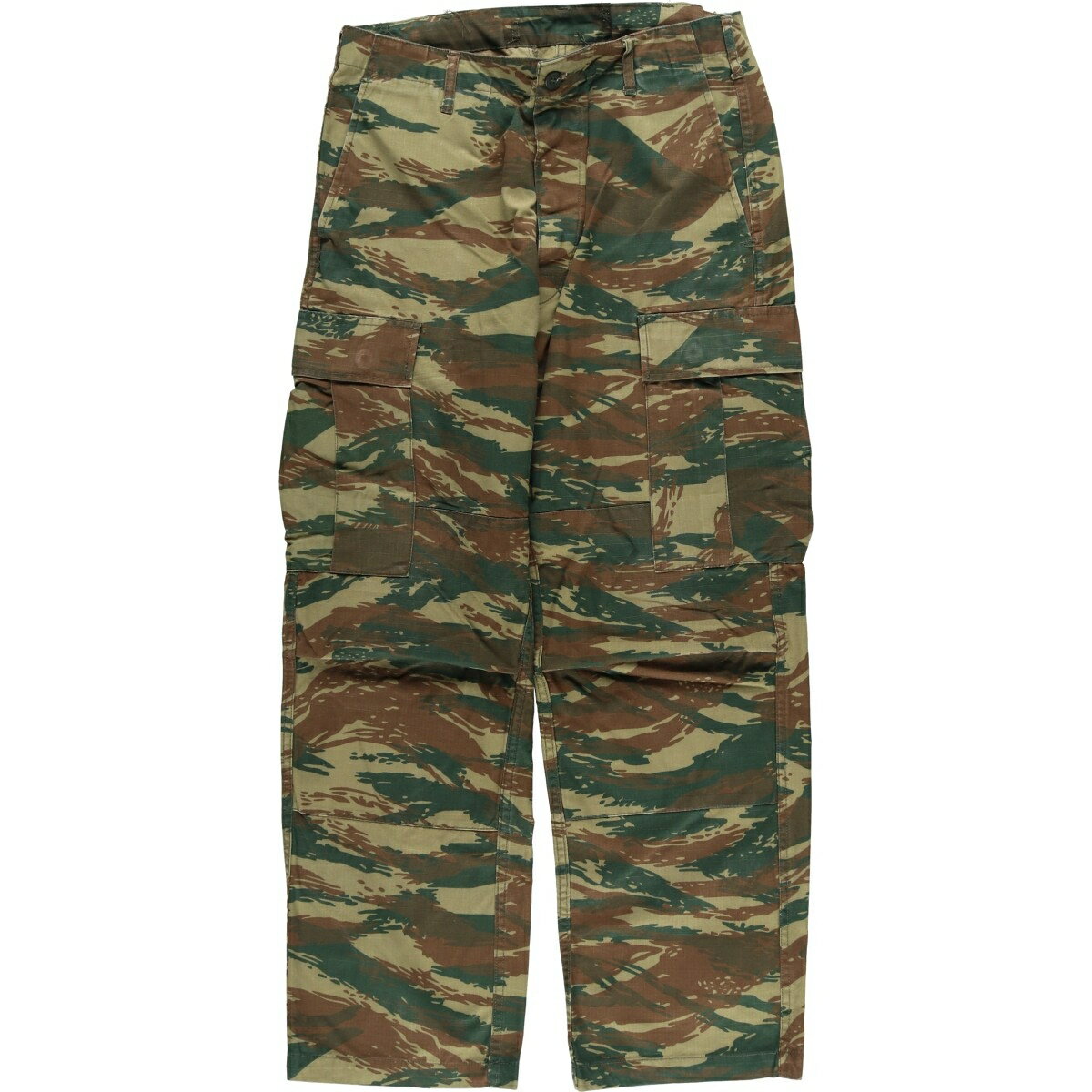 古着 ギリシャ軍 迷彩柄 リザードカモ リップストップ ミリタリー カーゴパンツ コンバットパンツ メンズw32相当 /eaa619813 【中古】 【260313】 カーキ系 春夏秋冬