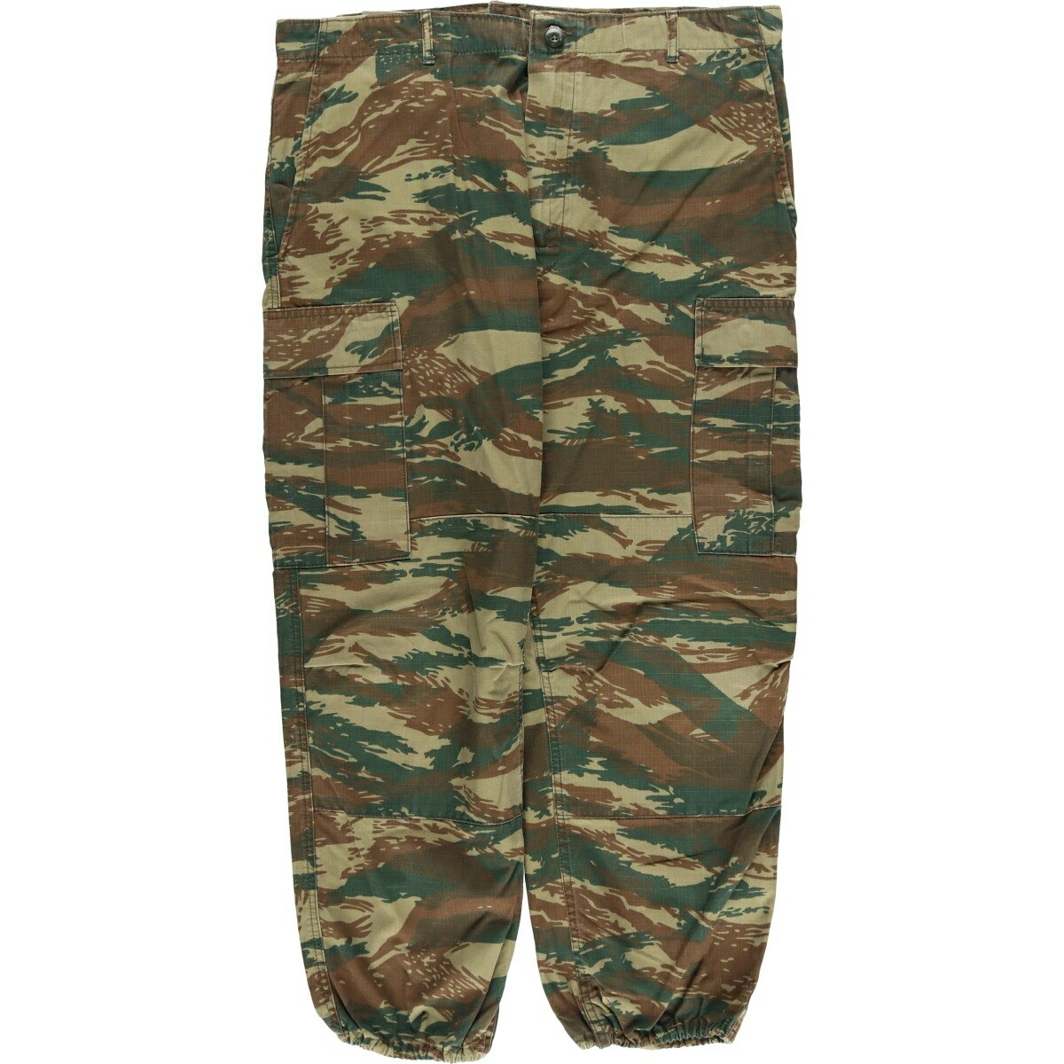古着 ギリシャ軍 迷彩柄 リザードカモ リップストップ ミリタリー カーゴパンツ コンバットパンツ メンズw38相当 /eaa619814 【中古】 【260313】 カーキ系 春夏秋冬