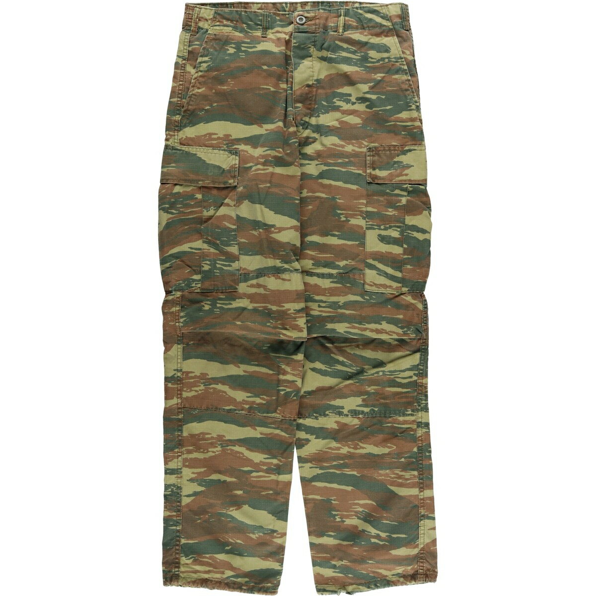 古着 ギリシャ軍 迷彩柄 リザードカモ リップストップ ミリタリー カーゴパンツ コンバットパンツ メンズw32相当 /eaa619816 【中古】 【260313】 カーキ系 春夏秋冬