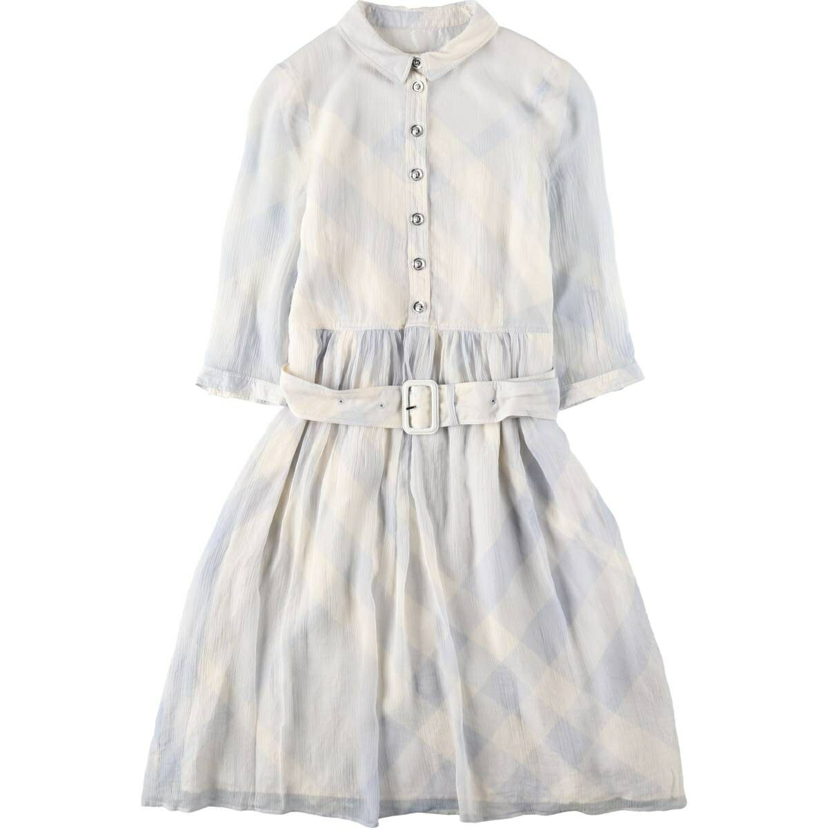 古着 バーバリー Burberry's BURBERRY LONDON チェック柄 ハーフ丈 七分袖 フレア ワンピース イタリア製 レディースM相当 /eaa620108 【中古】 【260413】 【Elulu/エルル】