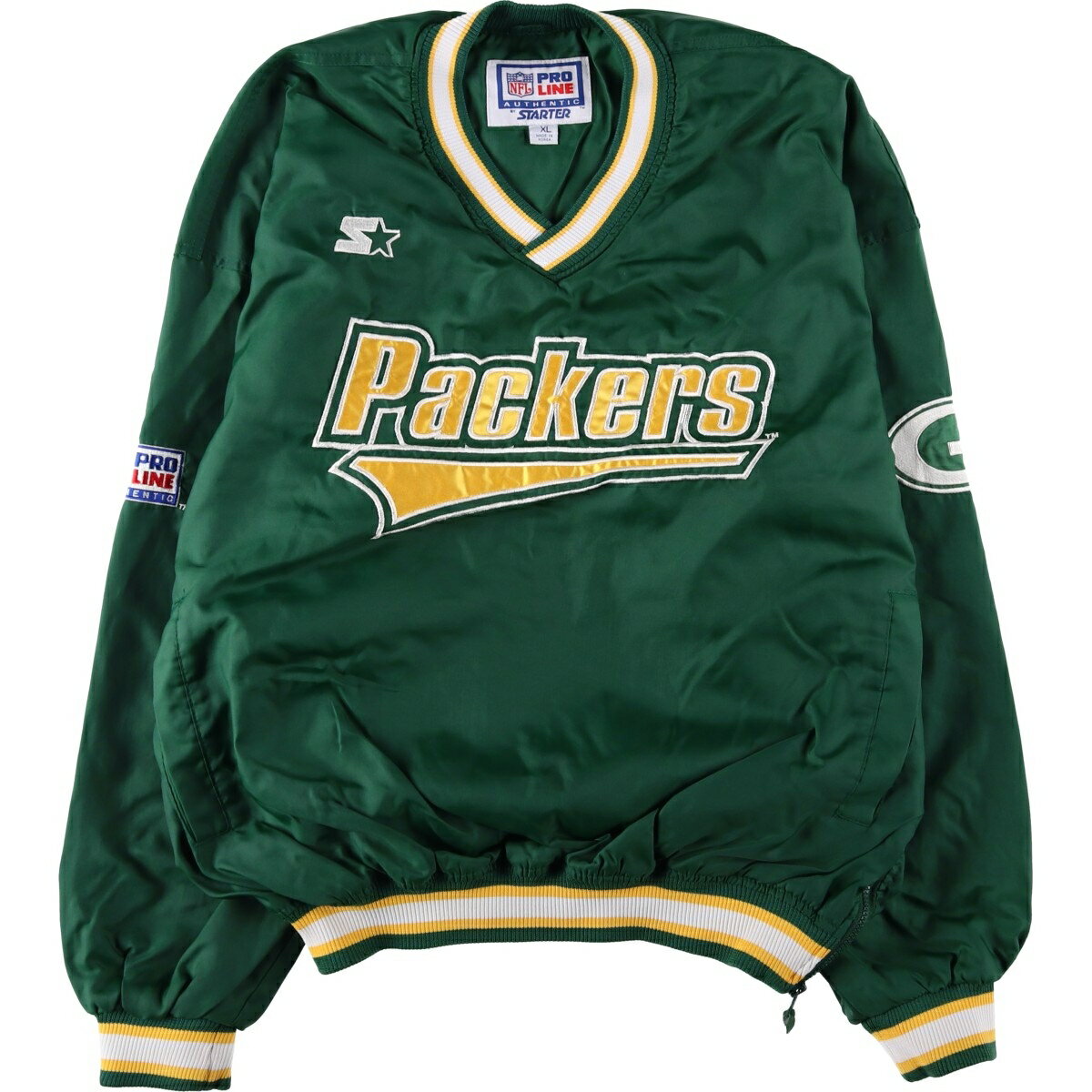 古着 90'S スターター Starter PRO LINE NFL GREEN BAY PACKERS グリーンベイパッカーズ Vネック ナイロンプルオーバー メンズXL相当 /eaa620477  