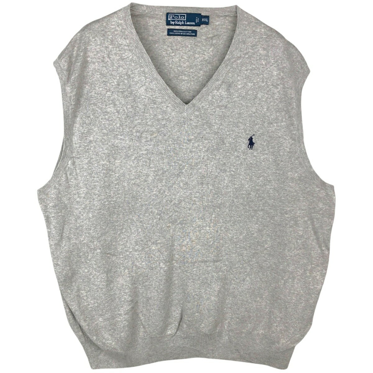 古着 ラルフローレン Ralph Lauren POLO by Ralph Lauren Vネック ピマコットンニットベスト メンズXXL相当 /eaa620713 【中古】 【260530】 グレー系 春秋冬