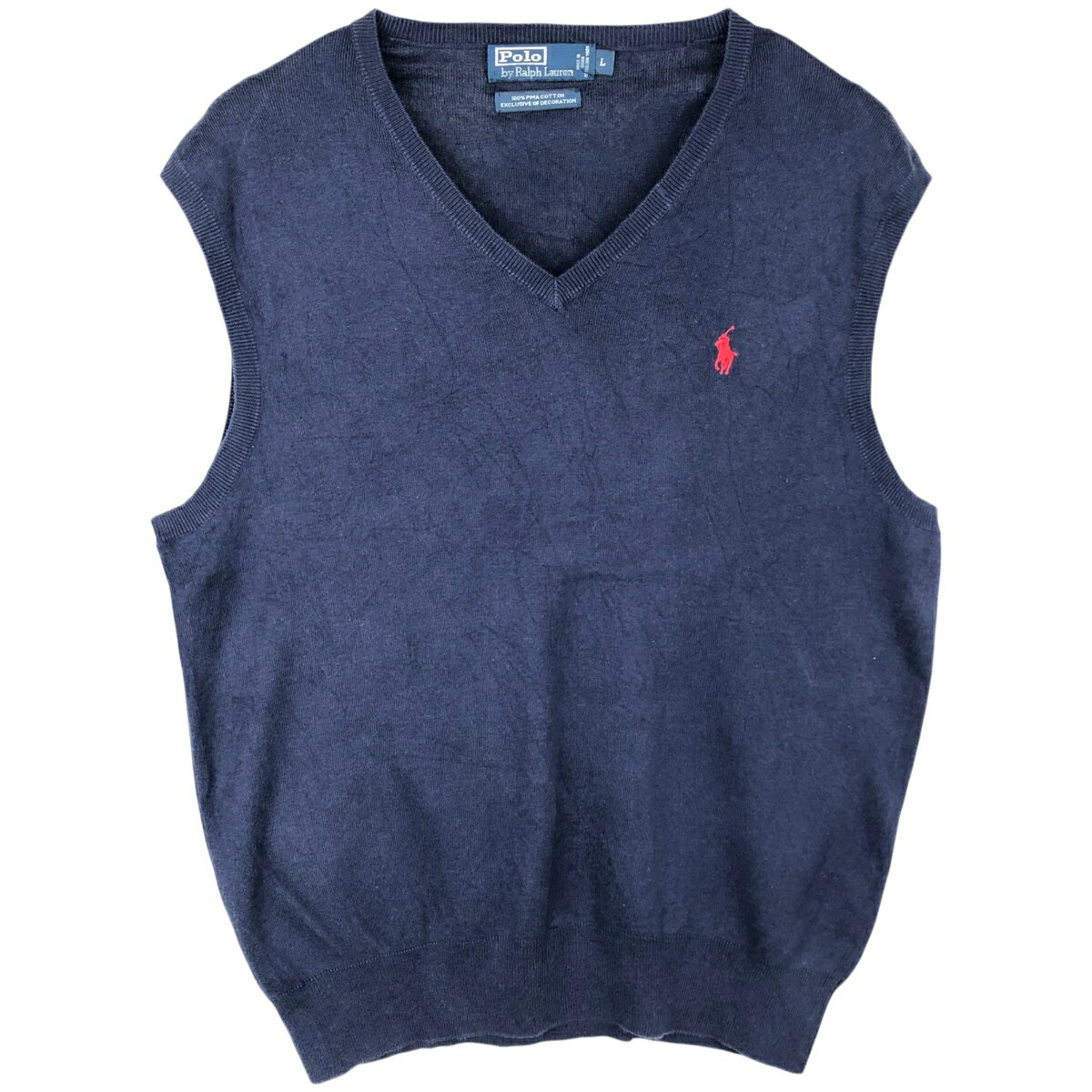 古着 ラルフローレン Ralph Lauren POLO by Ralph Lauren Vネック ピマコットンニットベスト メンズL相当 /eaa620714 【中古】 【260530】