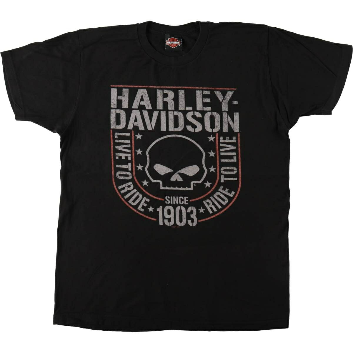 樂天商城 - 古着 ハーレーダビッドソン Harley-Davidson ドクロ柄 スカル柄 モーターサイクル バイクTシャツ メンズM相当 /eaa620880 【中古】 【260530】