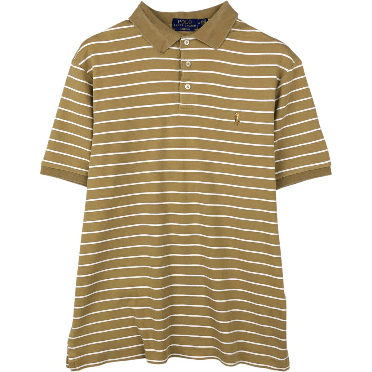 古着 ラルフローレン Ralph Lauren POLO RALPH LAUREN CLASSIC FIT 半袖 ボーダー ポロシャツ メンズM相当 /eaa620922 【中古】 【260605】 ベージュ系 春夏秋