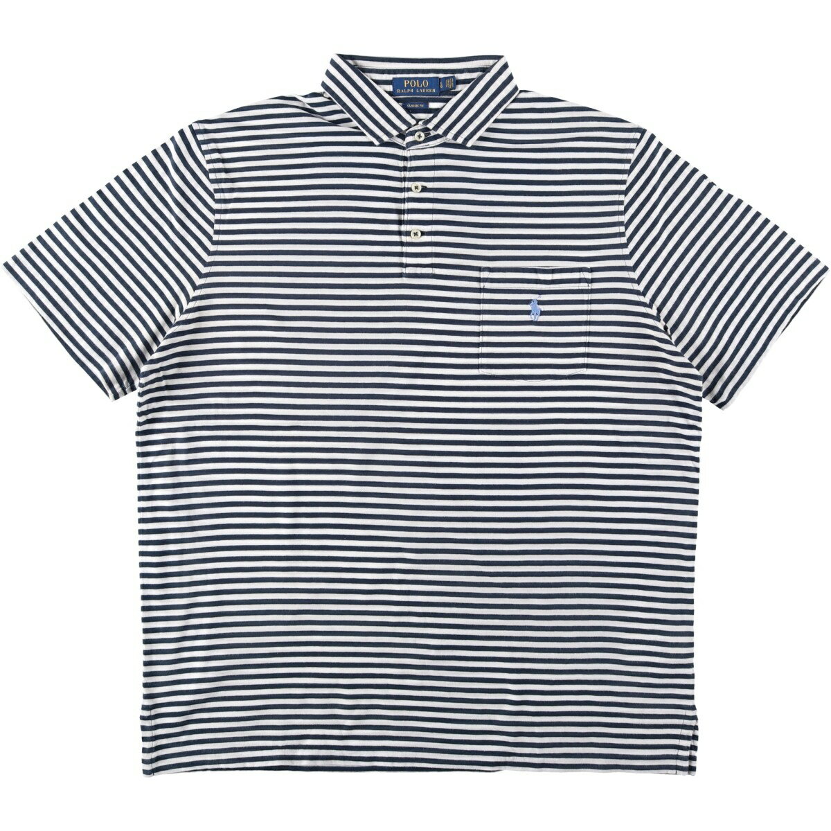 乐天商城 - 古着 ラルフローレン Ralph Lauren POLO RALPH LAUREN CLASSIC FIT 半袖 ボーダー ポロシャツ メンズL相当 /eaa620949 【中古】 【260602】