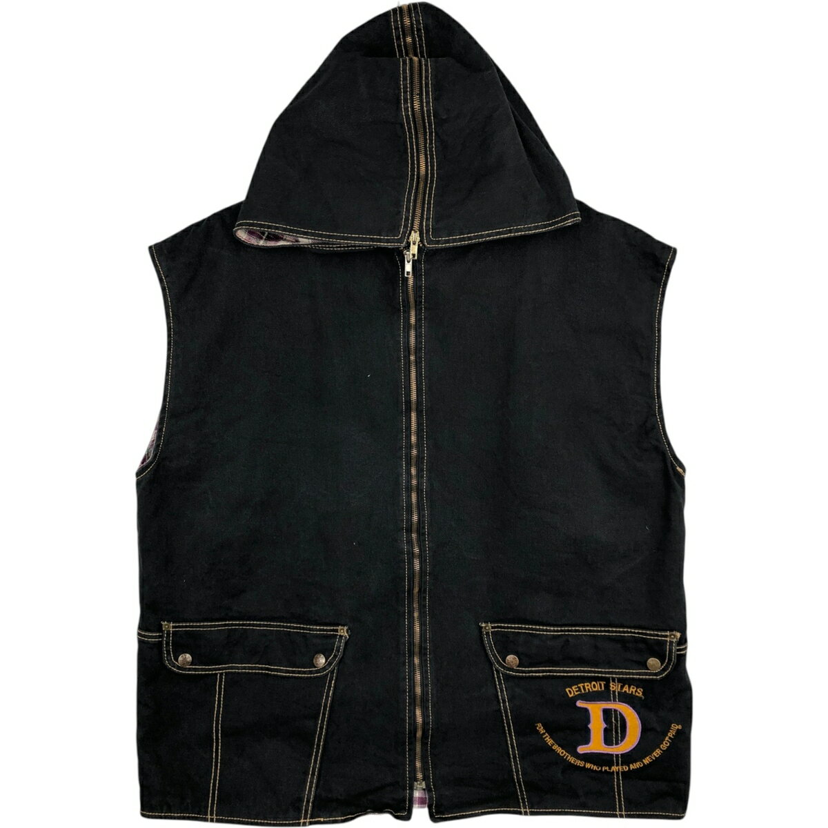 古着 UNDERGROUND RAILROAD NLB フード付き デニムベスト USA製 メンズL相当 /eaa621100 【中古】 【260327】 ブラック系 春秋冬