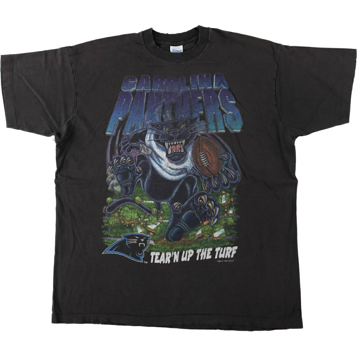 古着 90'S SALEM NFL CAROLINA PANTHERS カロライナパンサーズ スポーツプリントTシャツ USA製 メンズXL相当 ヴィンテージ /eaa621470   ブラック系 春夏秋