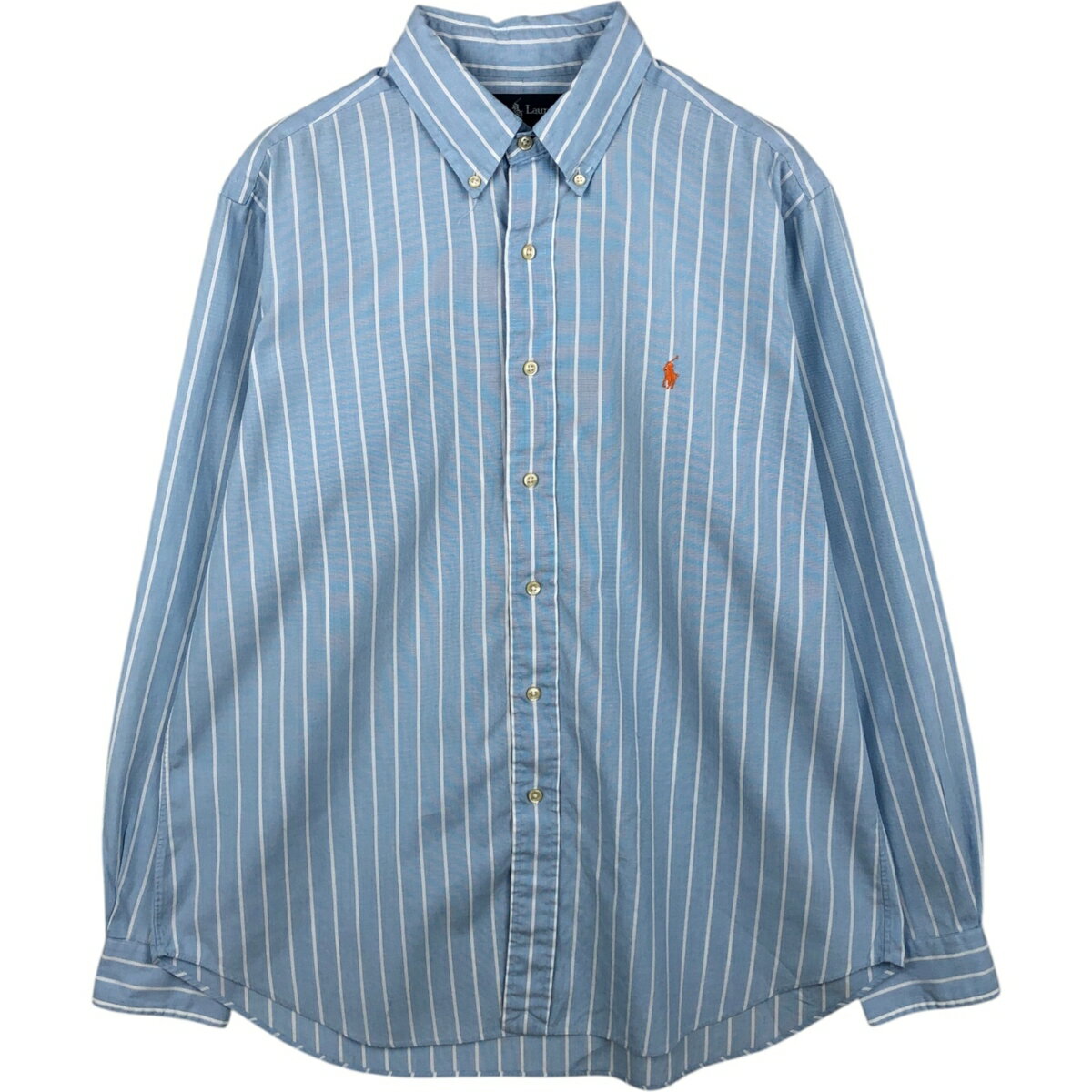 樂天商城 - 古着 ラルフローレン Ralph Lauren CLASSIC FIT クラシックフィット 長袖 ボタンダウンストライプシャツ メンズL相当 /eaa621724 【中古】 【260313】 ブルー系 春夏秋冬