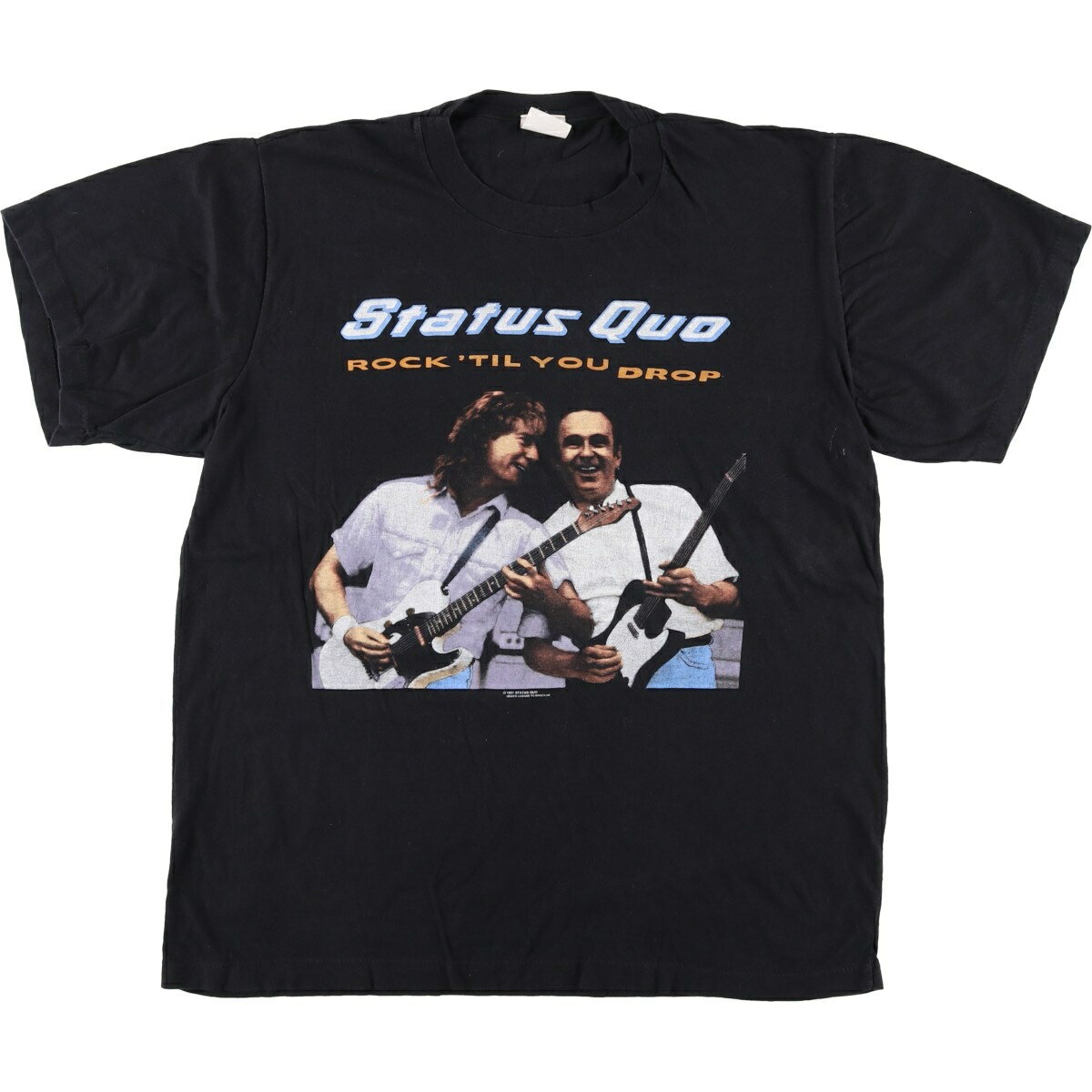 古着 90'S STATUS QUO ステイタスクォー バンドTシャツ バンT メンズL相当 ヴィンテージ /eaa621765 【中古】 【260326】 ブラック系 春夏秋