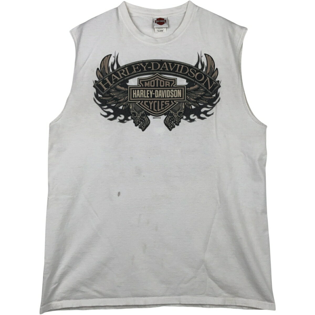 樂天商城 - 古着 ハーレーダビッドソン Harley-Davidson ドクロ柄 スカル柄 ノースリーブ モーターサイクル バイクTシャツ メンズXL相当 /eaa621793 【中古】 【260412】
