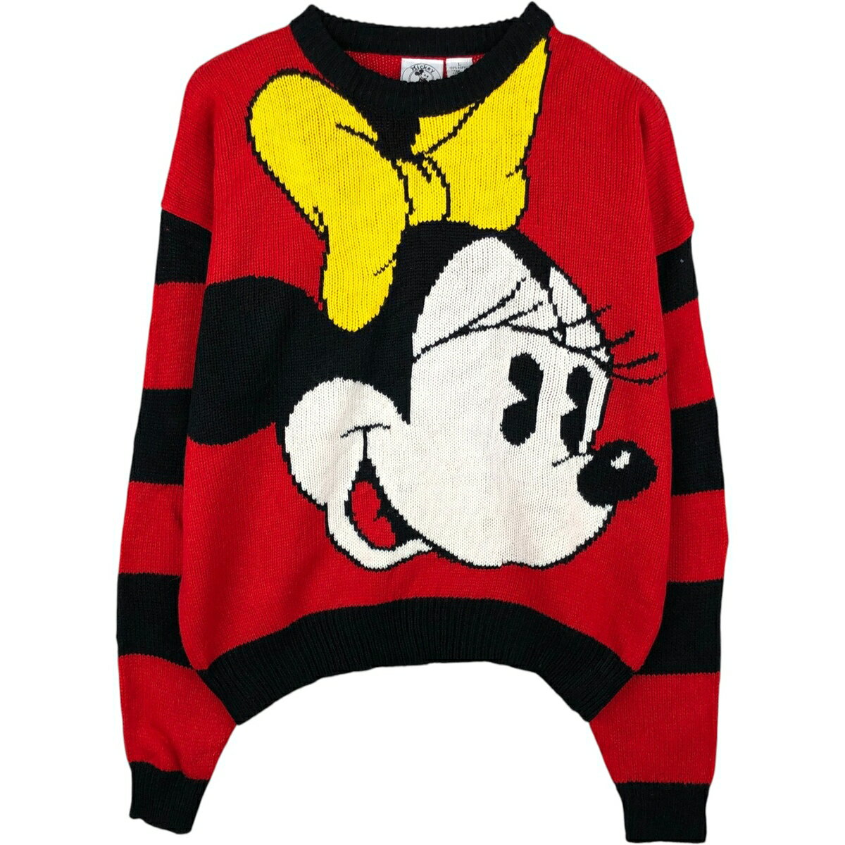 Rakuten - 古着 80~90'S Mickey&Co. MINNIE MOUSE ミニーマウス ボーダー柄 総柄 アクリルニットセーター レディースL相当 ヴィンテージ /eaa622187 【中古】 【260531】 【Elulu/エルル】