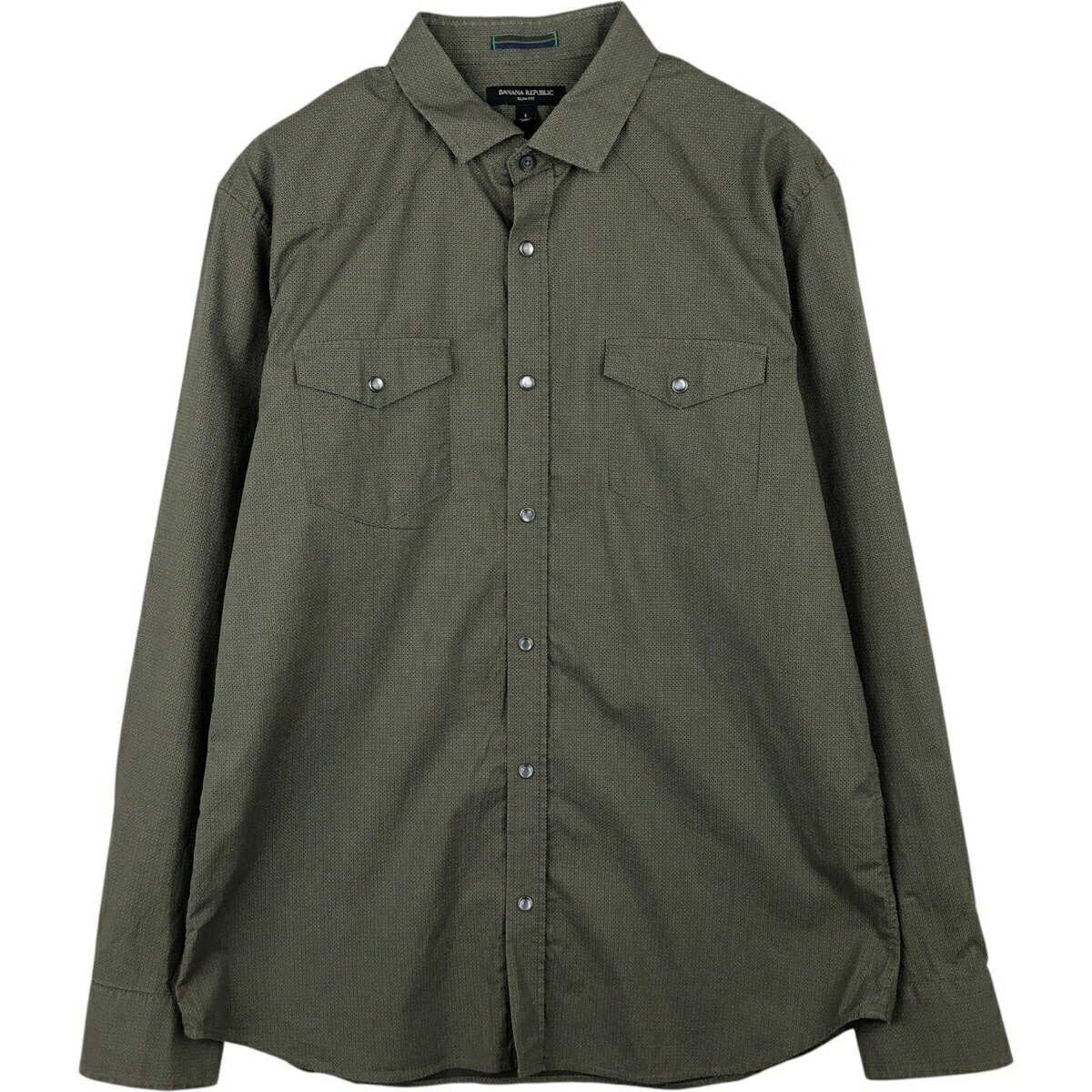 古着 バナナリパブリック BANANA REPUBLIC SLIM FIT 総柄 長袖 ウエスタンシャツ メンズL相当 /eaa622285  