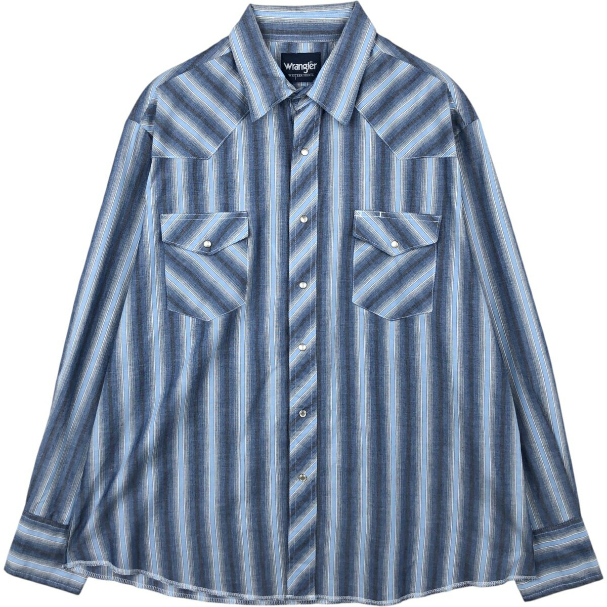 樂天商城 - 古着 ラングラー Wrangler WESTERN SHIRTS ストライプ柄 マルチストライプ 長袖 ウエスタンシャツ メンズXL相当 /eaa622302 【中古】 【260602】