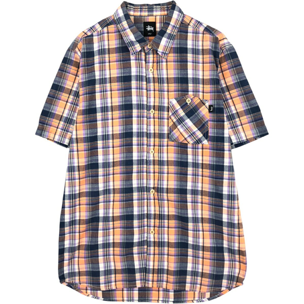 Rakuten - 古着 ステューシー STUSSY 半袖 コットン チェックシャツ メンズL相当 /eaa623513 【中古】 【260610】