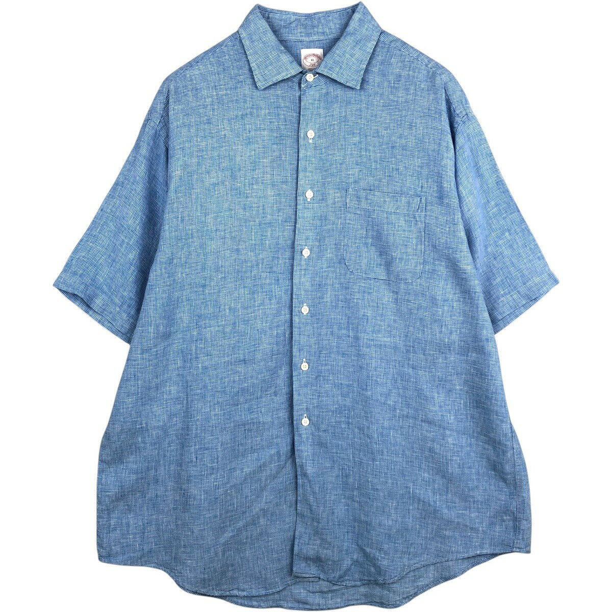 Rakuten - 古着 ブルックスブラザーズ Brooks Brothers 346 チェック柄 千鳥格子柄 ワイドカラー 半袖 リネンシャツ メンズXL相当 /eaa623545 【中古】 【260605】 ブルー系 春夏