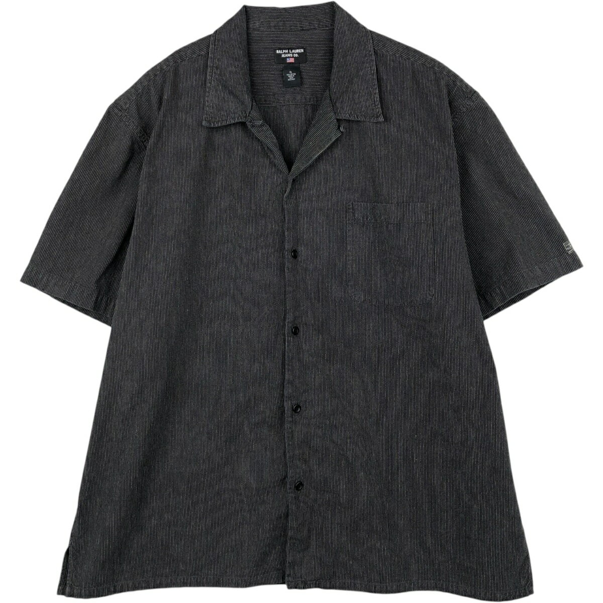 Rakuten - 古着 00'S ラルフローレン Ralph Lauren RALPH LAUREN JEANS CO ストライプ柄 半袖 オープンカラー コットンシャツ ボックスシャツ メンズXL相当 /eaa623562 【中古】 【260605】 【GR-NV】 ブラック系 春夏