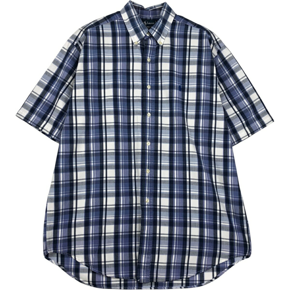 乐天商城 - 古着 ラルフローレン Ralph Lauren BLAIRE 半袖 ボタンダウン チェックシャツ メンズL相当 /eaa623612 【中古】 【260603】