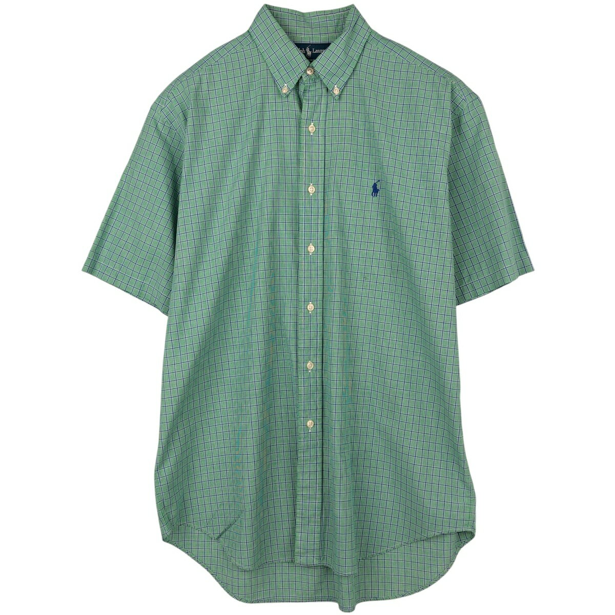 Rakuten - 古着 ラルフローレン Ralph Lauren BLAKE 半袖 ボタンダウン チェックシャツ メンズM相当 /eaa623621 【中古】 【260605】 グリーン系 春夏