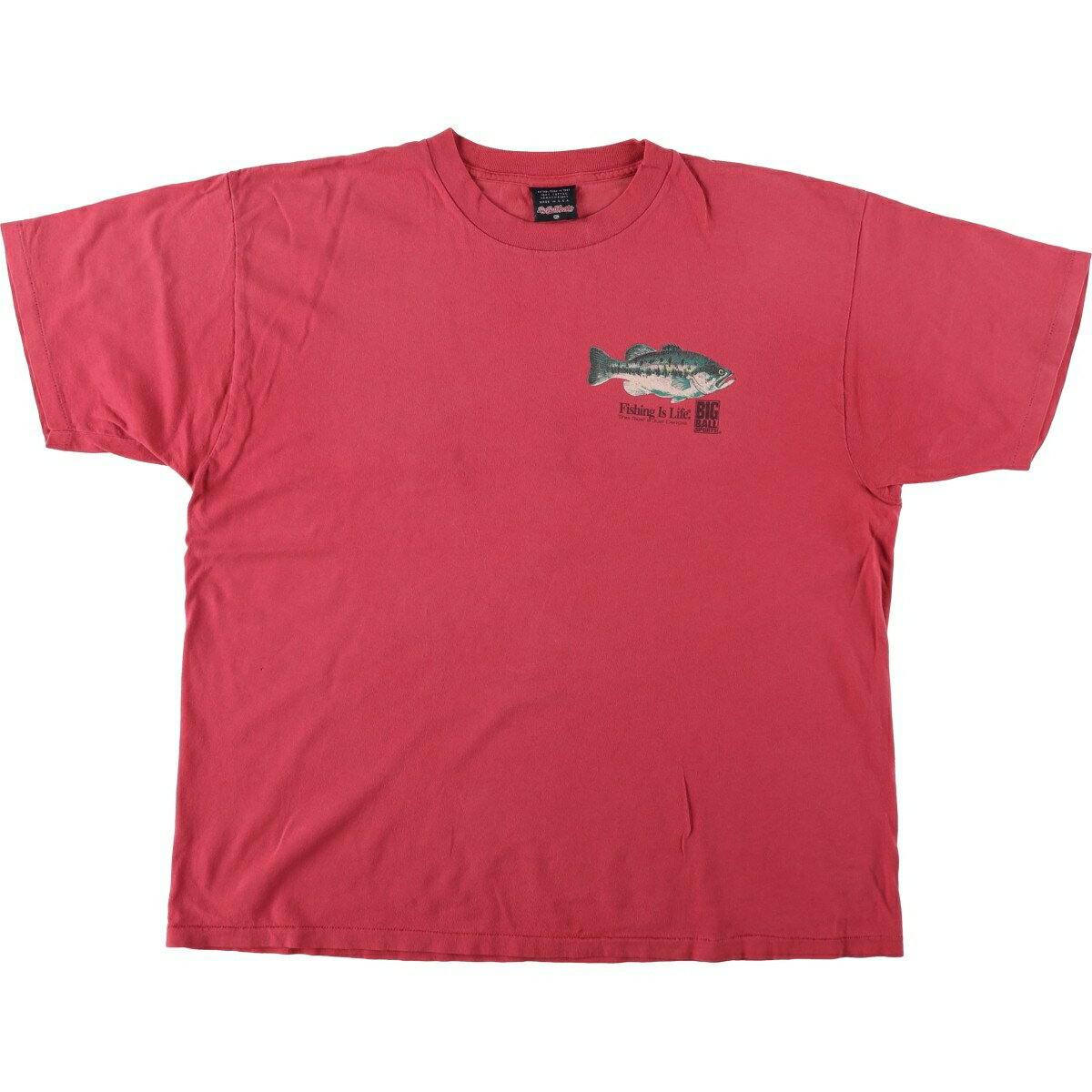 Rakuten - 古着 90'S Big Ball Sports HEAVYWEIGHT 大判プリント 魚柄 アニマルTシャツ USA製 メンズXL相当 ヴィンテージ /eaa623674 【中古】 【260605】 レッド系 春夏秋