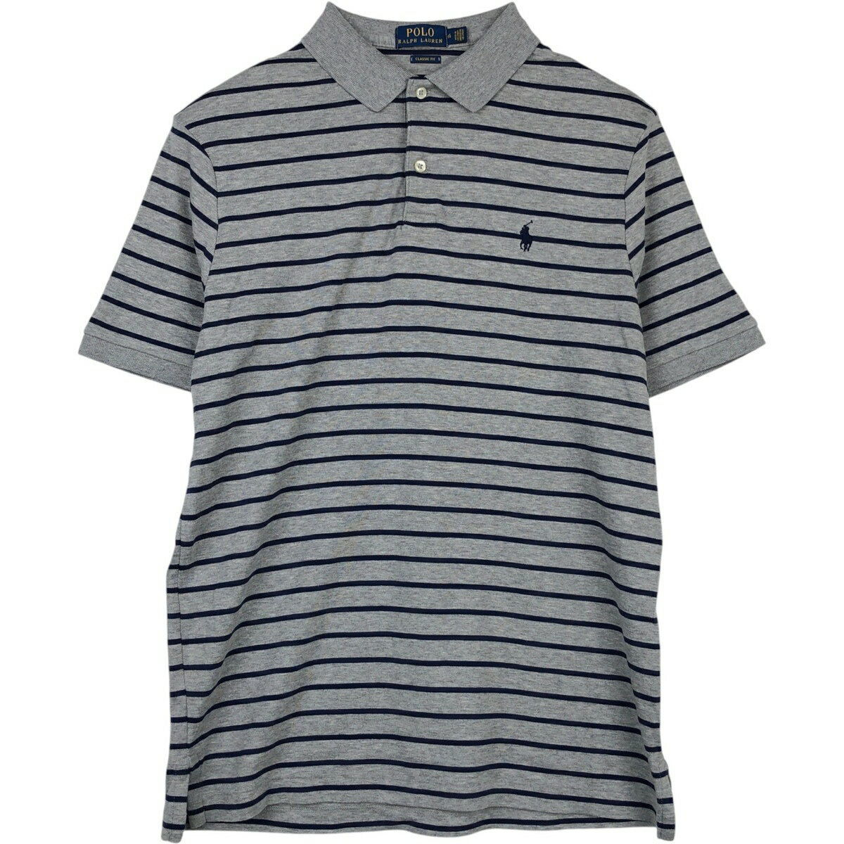 樂天商城 - 古着 ラルフローレン Ralph Lauren POLO RALPH LAUREN CLASSIC FIT 半袖 ボーダー ポロシャツ メンズM相当 /eaa623777 【中古】 【260610】