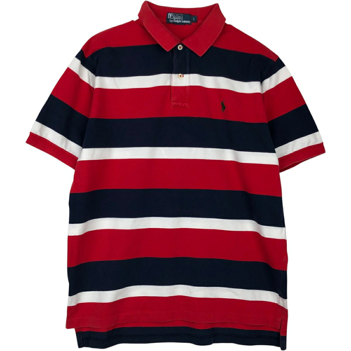 商品詳細 ブランド・Ralph Lauren・ラルフローレン・ 特徴・半袖・レギュラーカラー・ モデル/形状・POLO by Ralph Lauren・半袖 ボーダー ポロシャツ・ 素材・コットン:100%・ 色・レッド系 赤色・ネイビー系 紺色・ホワイト系 白色・ 柄・ボーダー柄・ワンポイント・ 生産国・フィリピン製・ 年代 サイズ・メンズL・表記サイズ:L・着丈:73cm・身幅:56.5cm・肩幅:47cm・袖丈:24.5cm・ コンディション・C・ カテゴリ・メンズ・トップス・ポロシャツ・ボーダーポロシャツ・ 商品番号・eaa623979・ 取扱店・・ スタッフコメントRalph Lauren POLO by Ralph Lauren 半袖 ボーダー ポロシャツ / メンズL / 商品番号 eaa623979 USEDですので使用感などございますが、まだまだご愛用していただけます。 古着という事をご理解の上ご注文よろしくお願いします。 【状態追記】 ●前、左脇腹に擦れ ●内、襟・両脇に汚れ※状態は当社独自の基準です。 着用感表記サイズ着丈身幅肩幅袖丈 メンズLL(※着用感、表記サイズは目安です。)73cm56.5cm47cm24.5cm ※測定値の若干の誤差はご了承下さい。サイズガイドはこちら ブランドRalph Laurenラルフローレン 特徴半袖 / レギュラーカラーモデル/形状POLO by Ralph Lauren / 半袖 ボーダー ポロシャツ素材コットン:100%色レッド系 赤色 / ネイビー系 紺色 / ホワイト系 白色柄ボーダー柄 / ワンポイント生産国フィリピン製年代-カテゴリボーダーポロシャツ商品番号eaa623979取扱店　　 ラルフローレンの他の商品を見るボーダーポロシャツの他の商品を見る