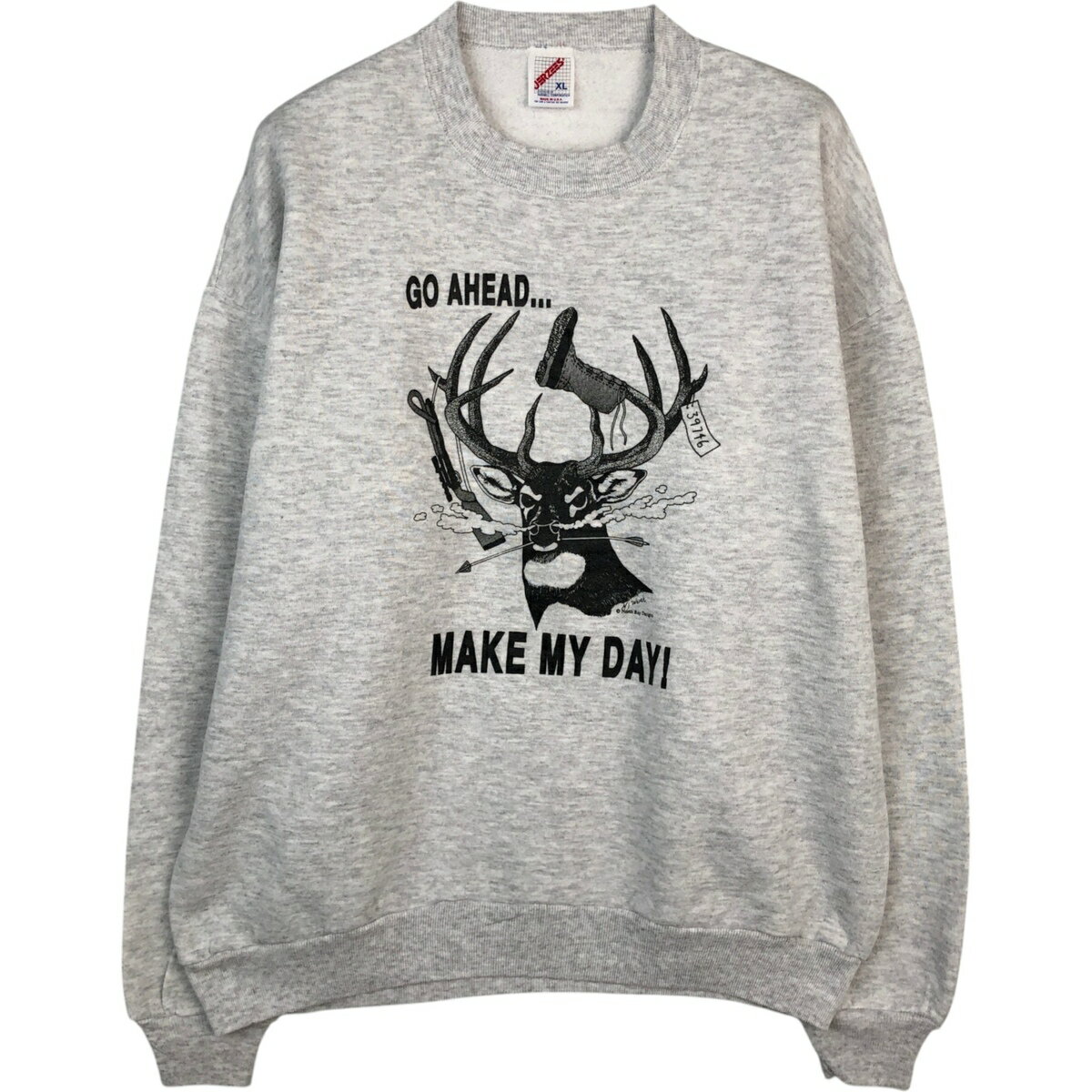 Rakuten - 古着 80~90'S ジャージーズ Jerzees 鹿柄 アニマル スウェットシャツ トレーナー USA製 メンズXL相当 ヴィンテージ /eaa624394 【中古】 【260309】 ホワイト系 春夏秋冬