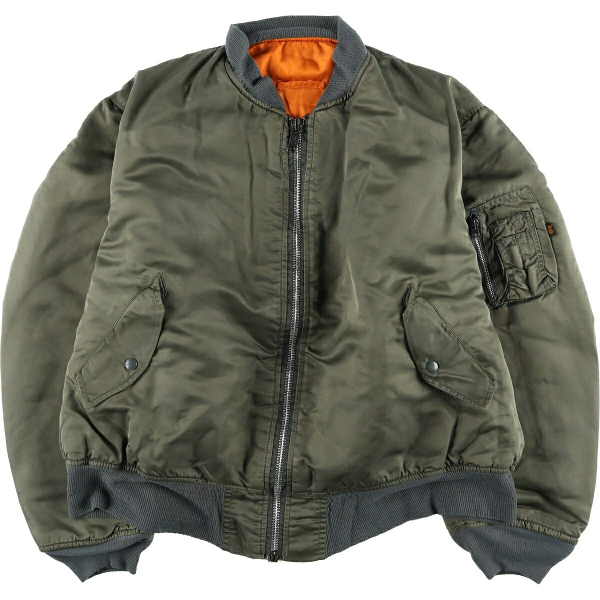 樂天商城 - 古着 民間品 アルファ ALPHA MA-1タイプ 中綿入り ミリタリー フライトジャケット USA製 XX-LARGE メンズXXL相当 /eaa624454 【中古】 【260309】 カーキ系 春秋冬