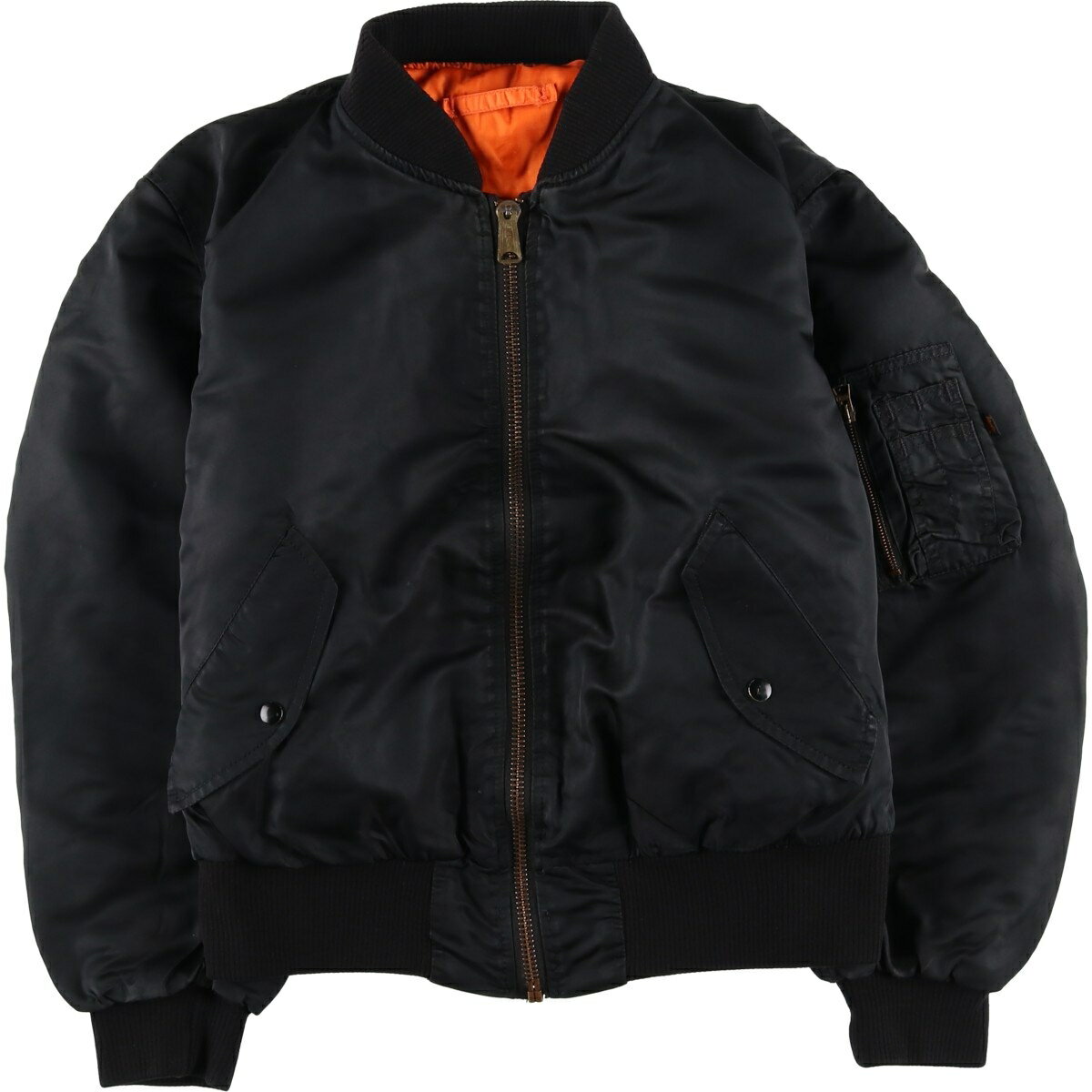 樂天商城 - 古着 90'S 民間品 アルファ ALPHA MA-1タイプ 中綿入り ミリタリー フライトジャケット USA製 メンズL相当 ヴィンテージ /eaa624469 【中古】 【260312】 ブラック系 春秋冬