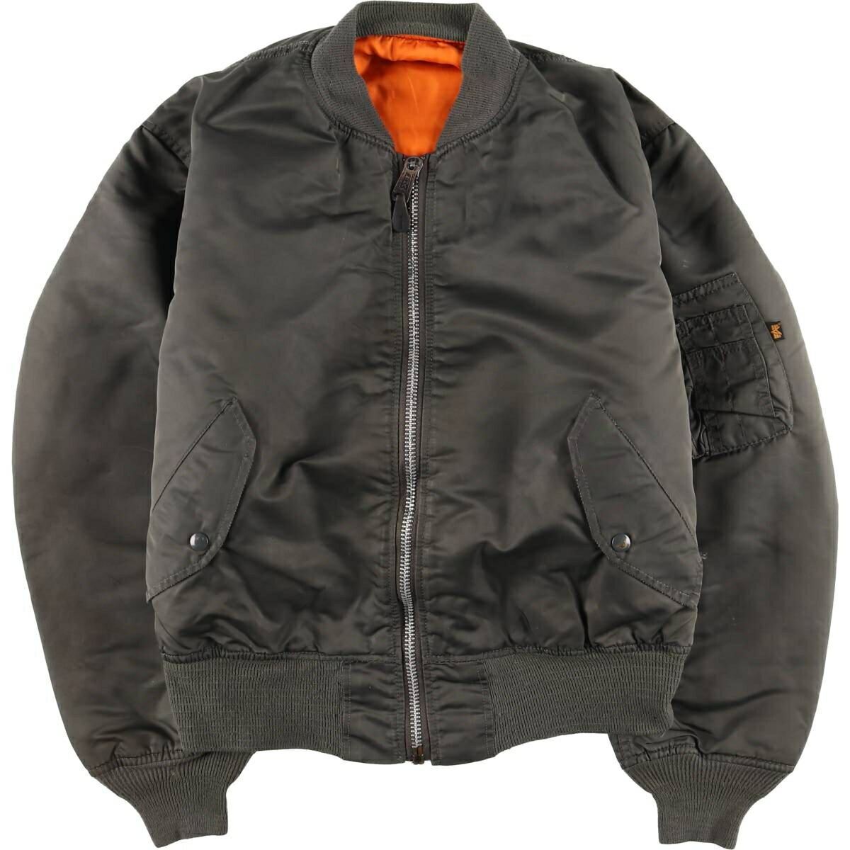 樂天商城 - 古着 民間品 アルファ ALPHA MA-1タイプ 中綿入り ミリタリー フライトジャケット USA製 LARGE メンズL相当 /eaa624475 【中古】 【260309】 カーキ系 春秋冬