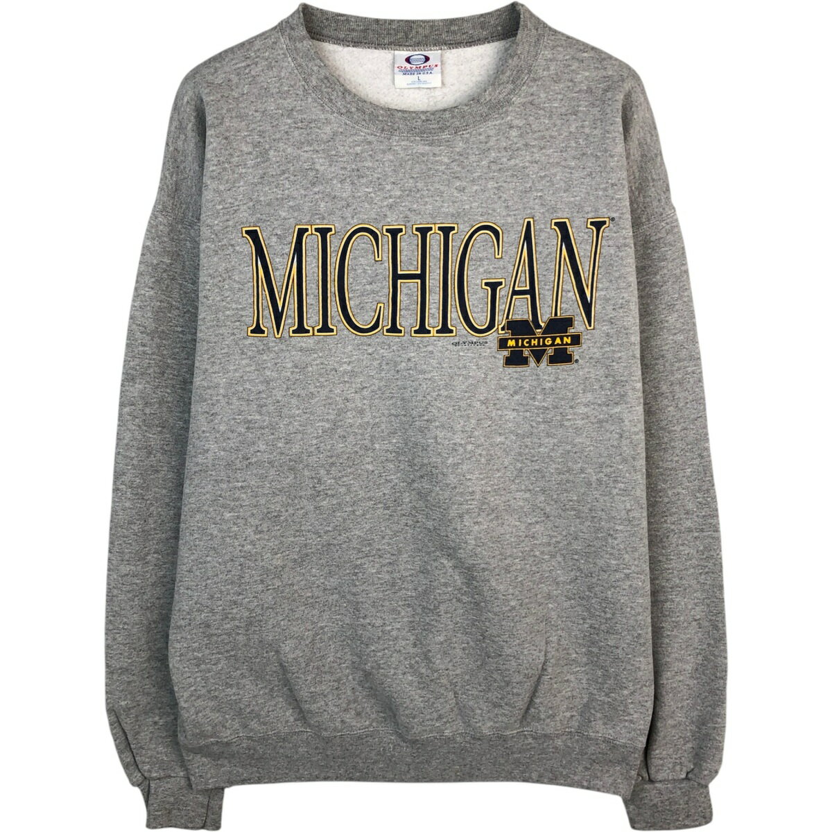 Rakuten - 古着 90~00'S OLYMPUS MICHIGAN ミシガン大学 カレッジスウェットシャツ トレーナー USA製 メンズL相当 ヴィンテージ /eaa624652 【中古】 【260309】 グレー系 春夏秋冬