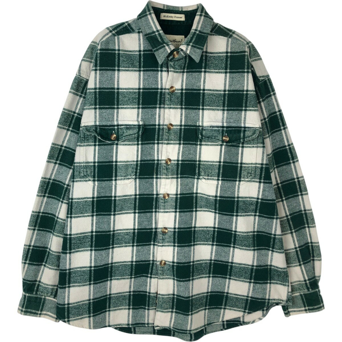 樂天商城 - 古着 ~00'S エディーバウアー Eddie Bauer 長袖 ヘビーネルチェックシャツ メンズXL相当 /eaa624775 【中古】 【260316】 グリーン系 春夏秋冬